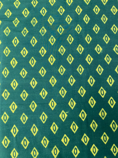 Green Akola HandBlock Printed Cotton Fabric