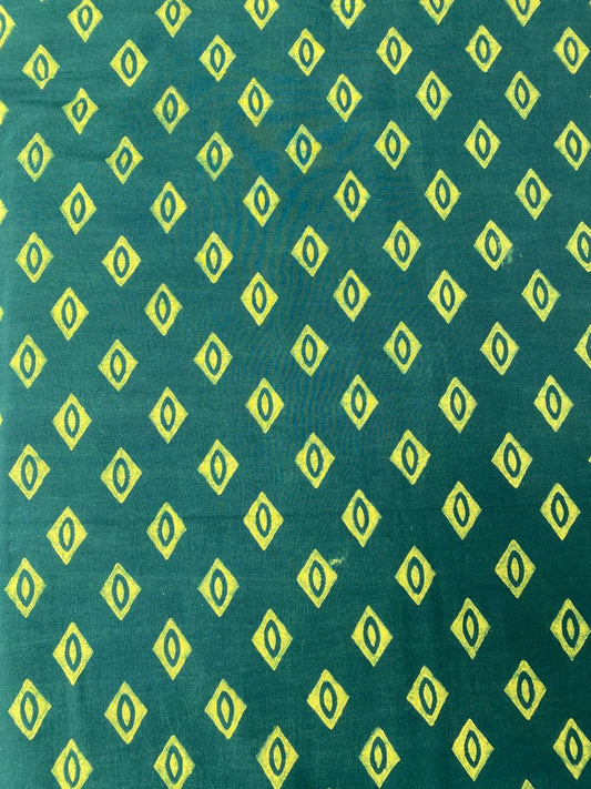 Green Akola HandBlock Printed Cotton Fabric