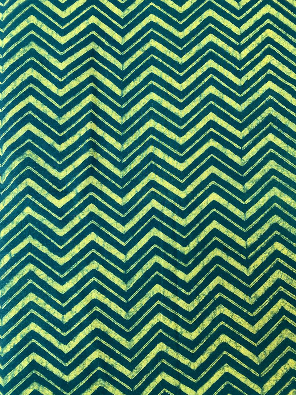 Green Akola Cotton Block Printed Fabric