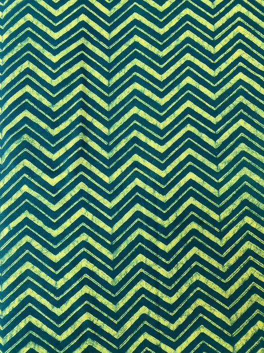 Green Akola Cotton Block Printed Fabric