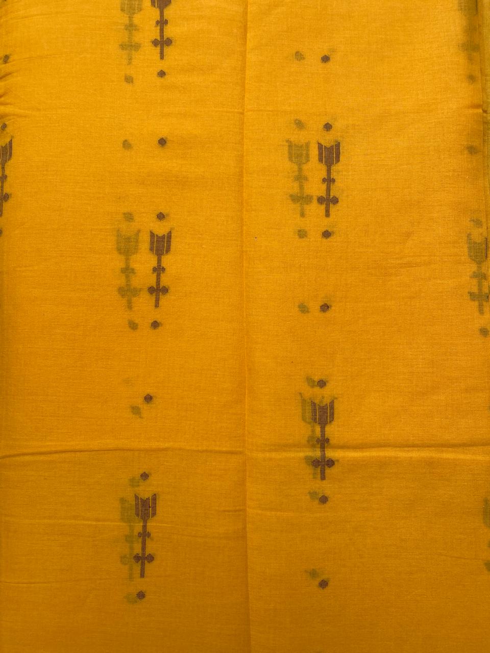Fanta Orange Butta Jamdani Cotton Fabric