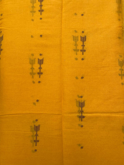 Fanta Orange Butta Jamdani Cotton Fabric