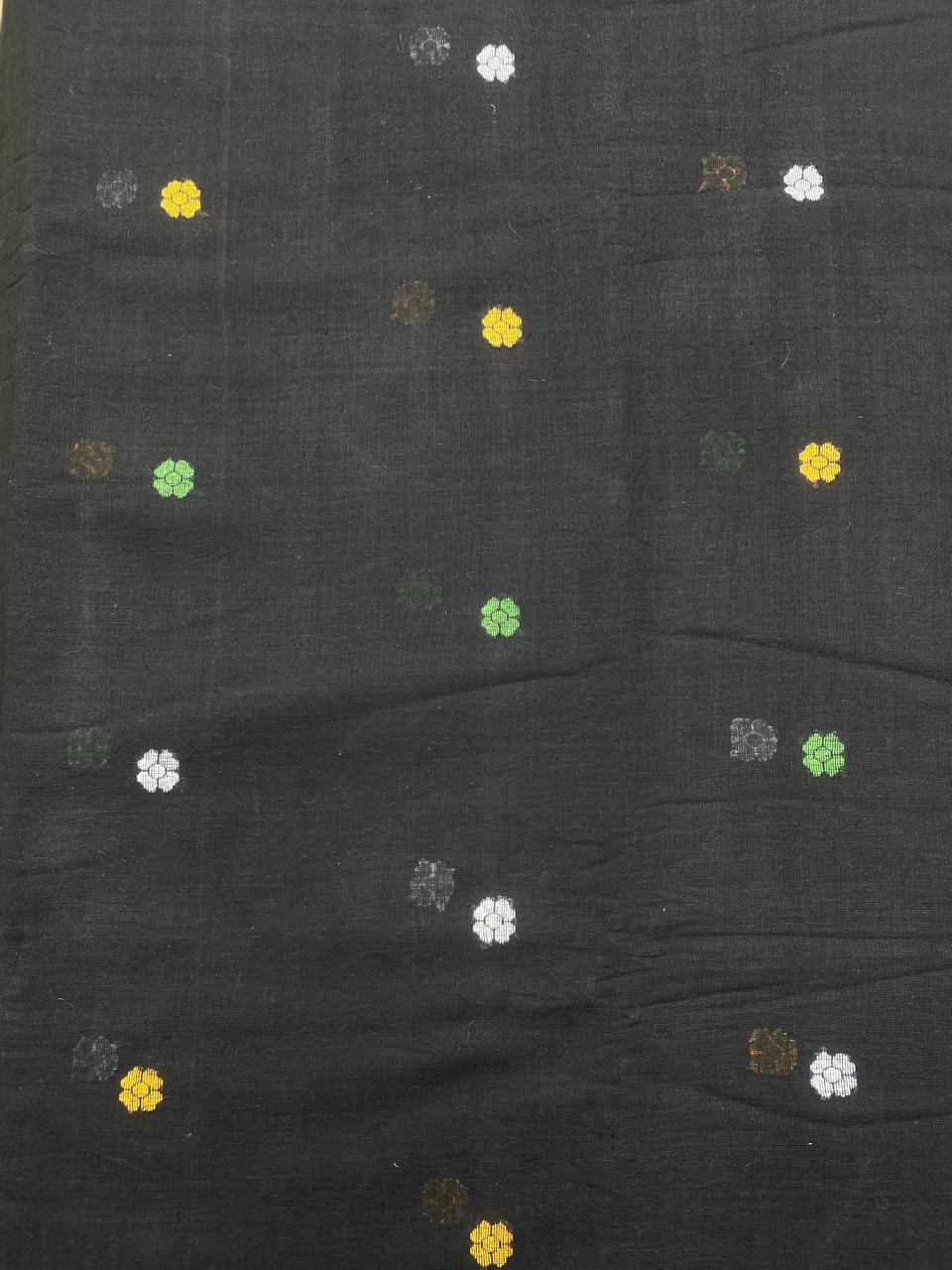 Black Butta Jamdani Cotton Fabric