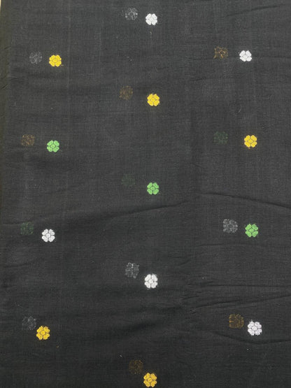 Black Butta Jamdani Cotton Fabric