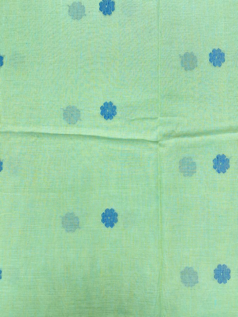 Green Blue Butta Jamdani Cotton Fabric