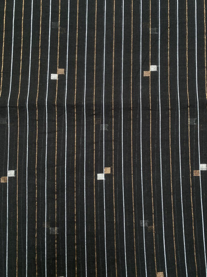 Black Zari Butta Jamdani Cotton Fabric