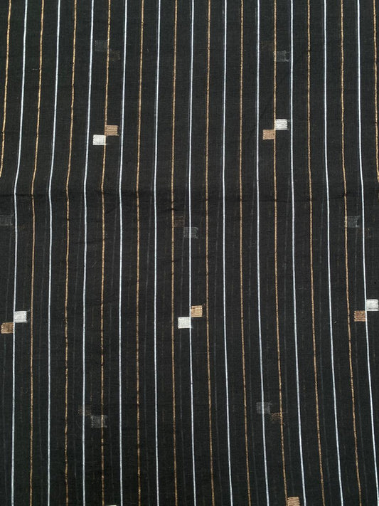 Black Zari Butta Jamdani Cotton Fabric