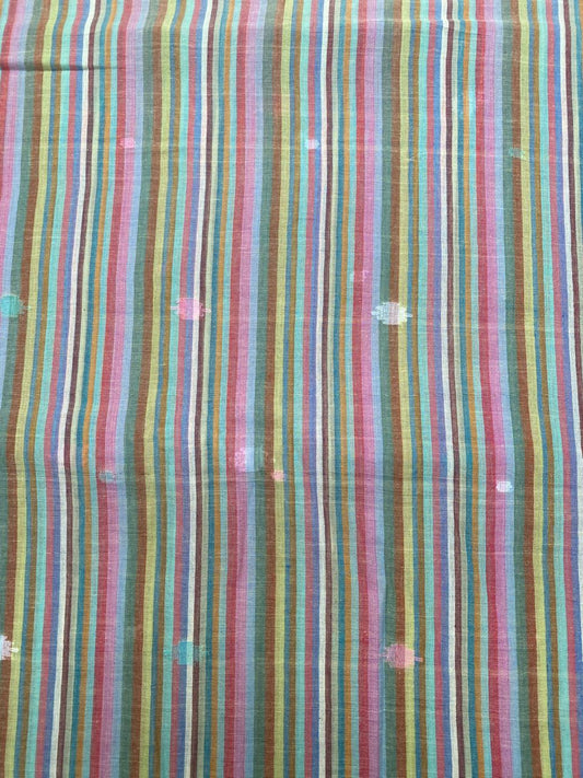 Multi Colour Line Butta Jamdani Cotton Fabric