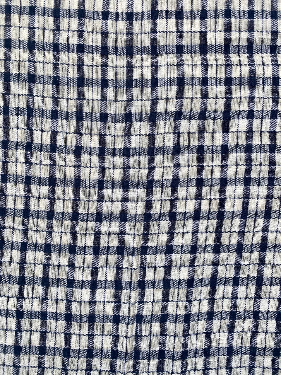 Natural Dye Indigo Black Checks Kala Cotton Fabric