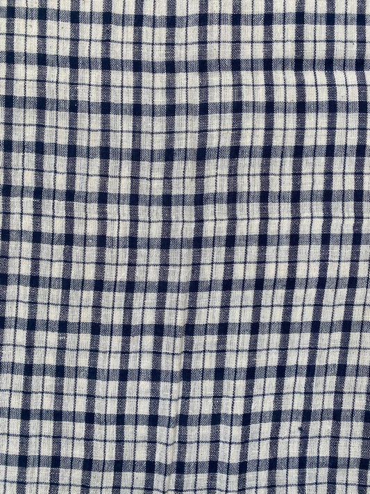 Natural Dye Indigo Black Checks Kala Cotton Fabric