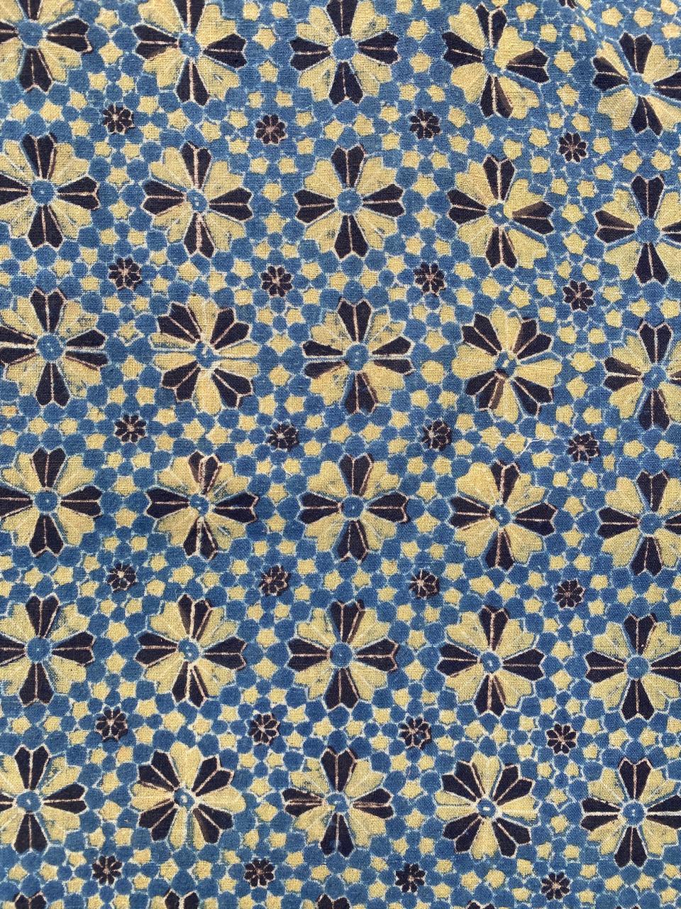Black Flower Natural Dye Ajrakh Kala cotton fabric