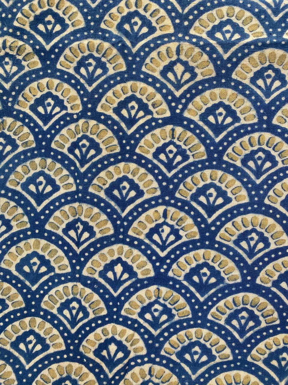 Blue Black Natural Dye Ajrakh Kala Cotton Fabric