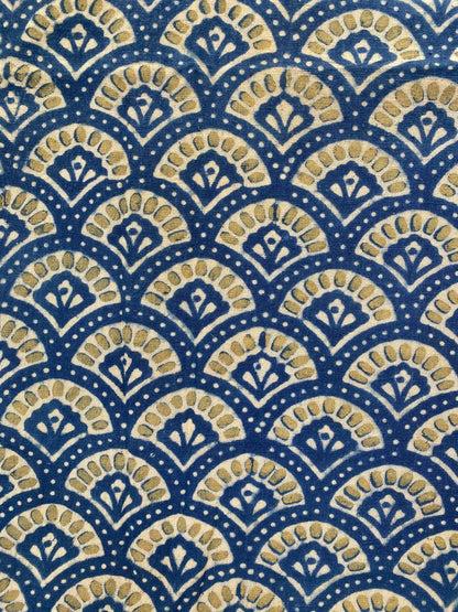 Blue Black Natural Dye Ajrakh Kala Cotton Fabric