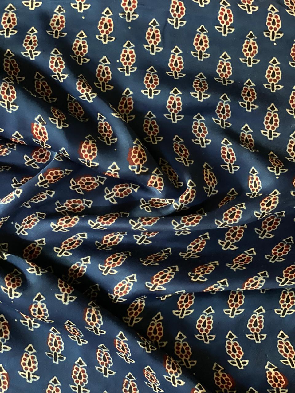 Modal Silk Ajrakh Fabric
