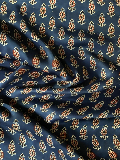 Modal Silk Ajrakh Fabric