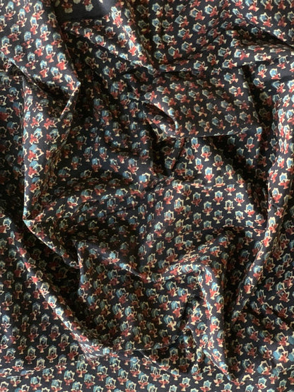 Natural Dye Black Handblock Ajrakh Cotton Fabric