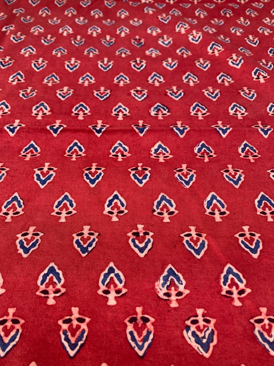 Natural Dye Red Handblock Ajrakh Cotton Fabric