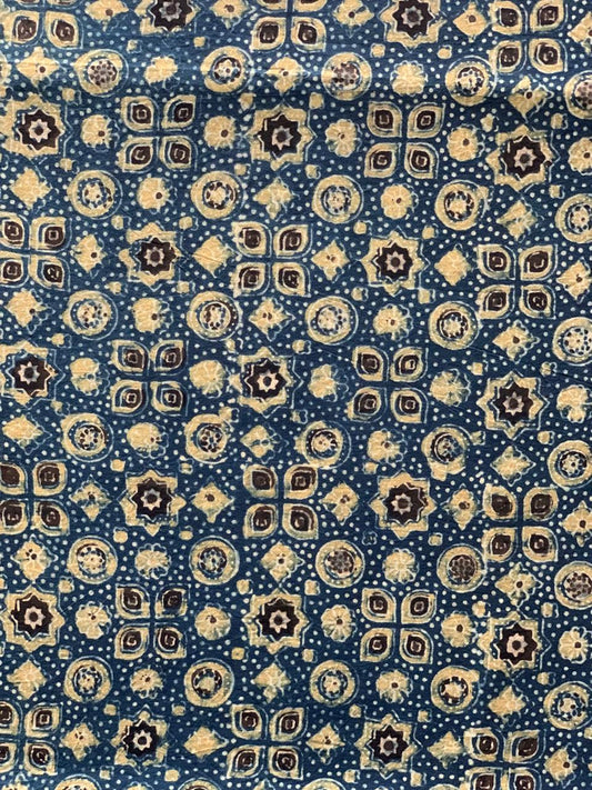 Natural Dye Indigo Handblock Ajrakh Cotton Fabric