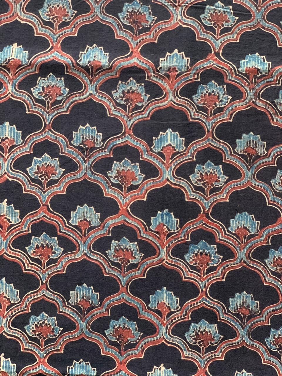 Natural Dye Black Handblock Ajrakh Cotton Fabric