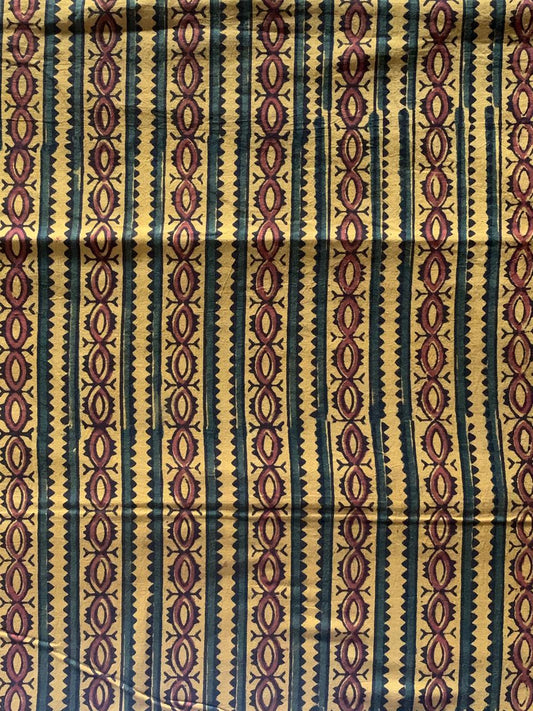 Natural Dye Turmeric Yellow Ajrakh Cotton Fabric