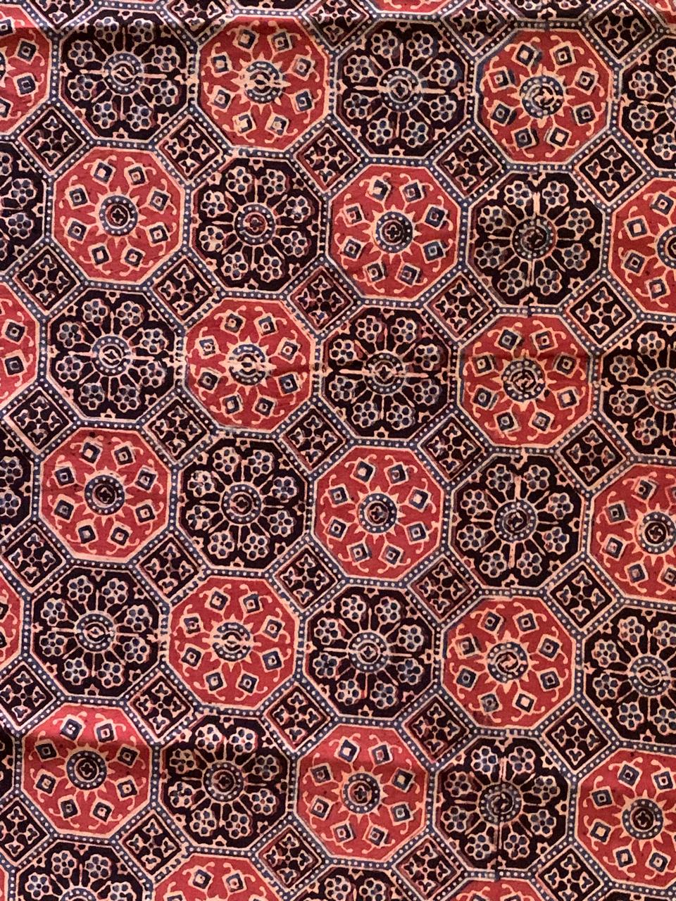 Natural Dye Handblock Ajrakh Cotton Fabric
