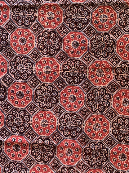 Natural Dye Handblock Ajrakh Cotton Fabric