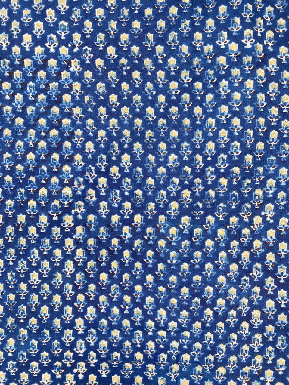 Natural Dye Indigo Handblock Ajrakh Cotton fabric