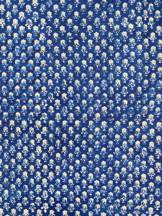 Natural Dye Indigo Handblock Ajrakh Cotton fabric