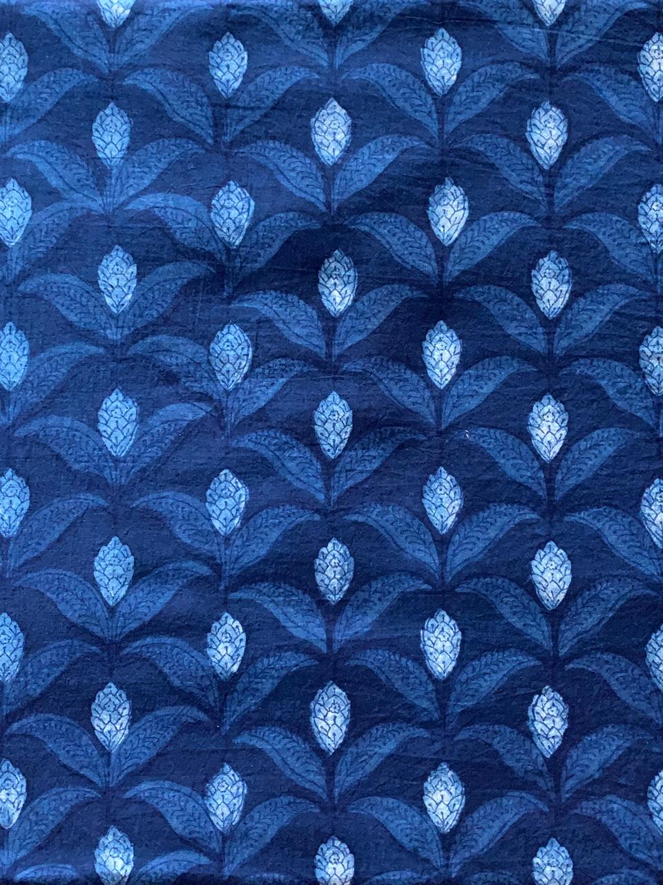 Dabu Indigo Natural Dye Handblock Printed Fabric