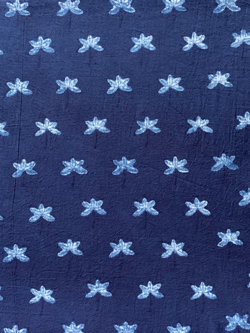 Dabu Indigo Natural Dye Handblock Printed Fabric