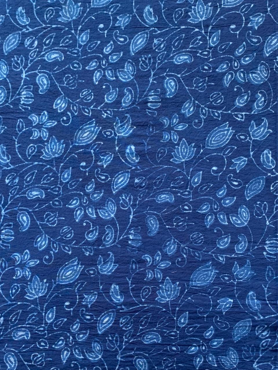 Dabu Indigo Natural Dye Handblock Printed Fabric