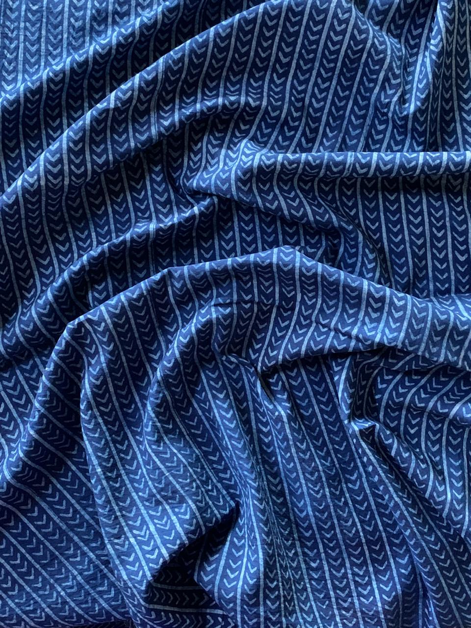 Dabu Indigo Natural Dye Handblock Printed Fabric