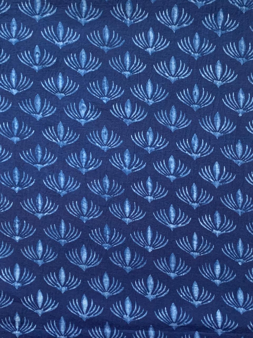 Dabu Indigo Natural Dye Handblock Printed Fabric