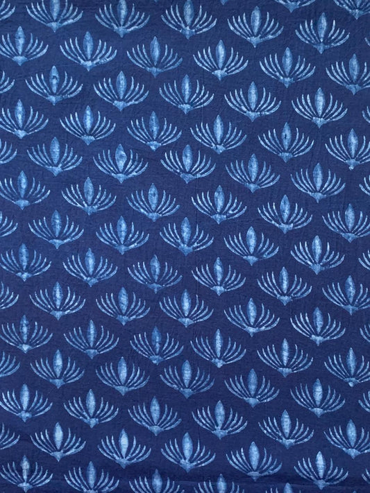 Dabu Indigo Natural Dye Handblock Printed Fabric