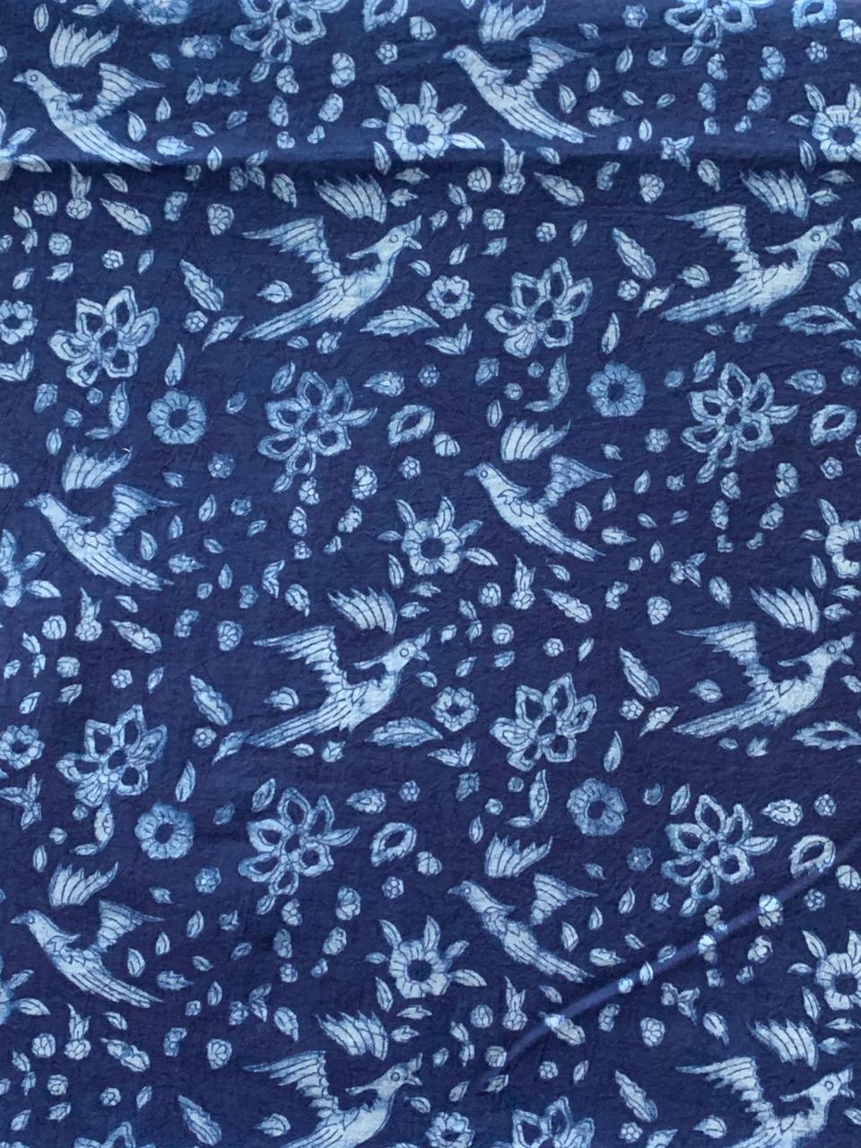 Dabu Indigo Natural Dye Handblock Printed Fabric