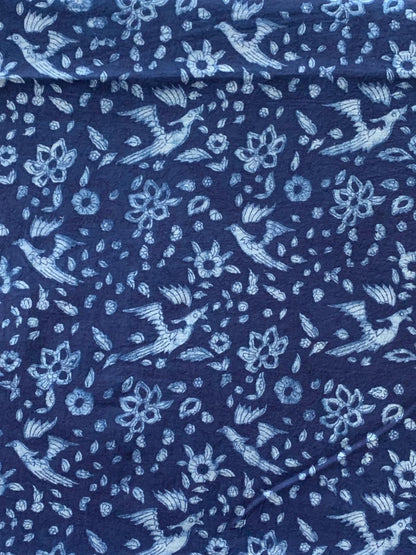 Dabu Indigo Natural Dye Handblock Printed Fabric