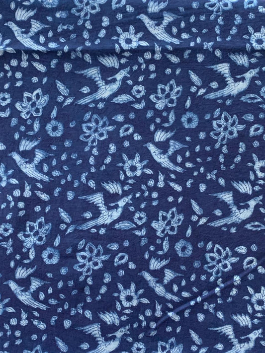 Dabu Indigo Natural Dye Handblock Printed Fabric