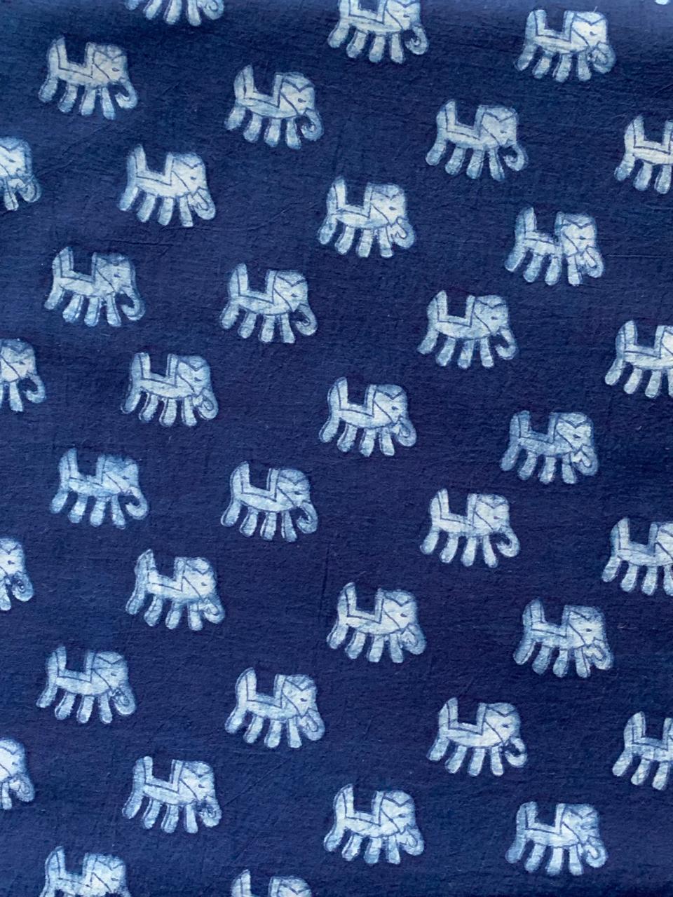 Dabu Indigo Natural Dye Handblock Printed Fabric