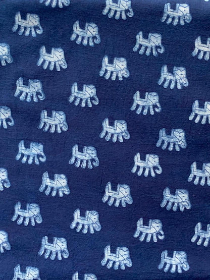 Dabu Indigo Natural Dye Handblock Printed Fabric