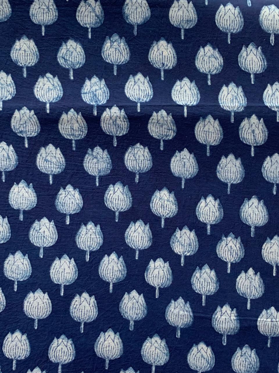 Dabu Indigo Natural Dye Handblock Printed Fabric