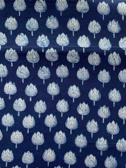 Dabu Indigo Natural Dye Handblock Printed Fabric