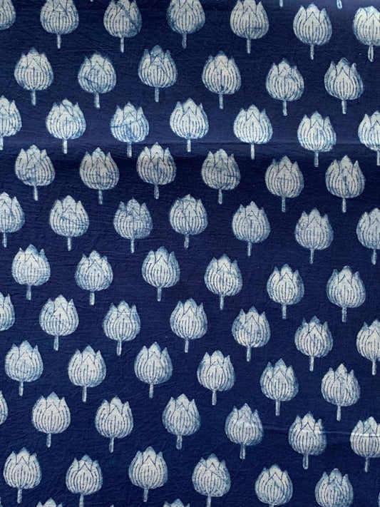Dabu Indigo Natural Dye Handblock Printed Fabric