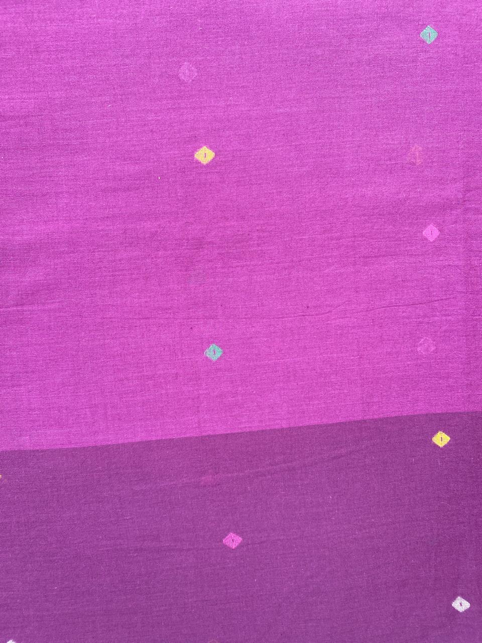 Magenta Small Butti Handloom Cotton Jamdani Fabric