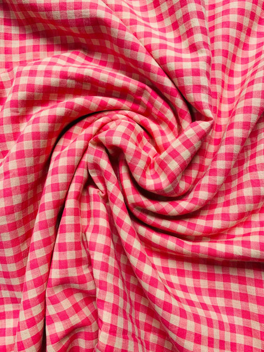 PINK AND WHITE HANDLOOM COTTON FABRIC