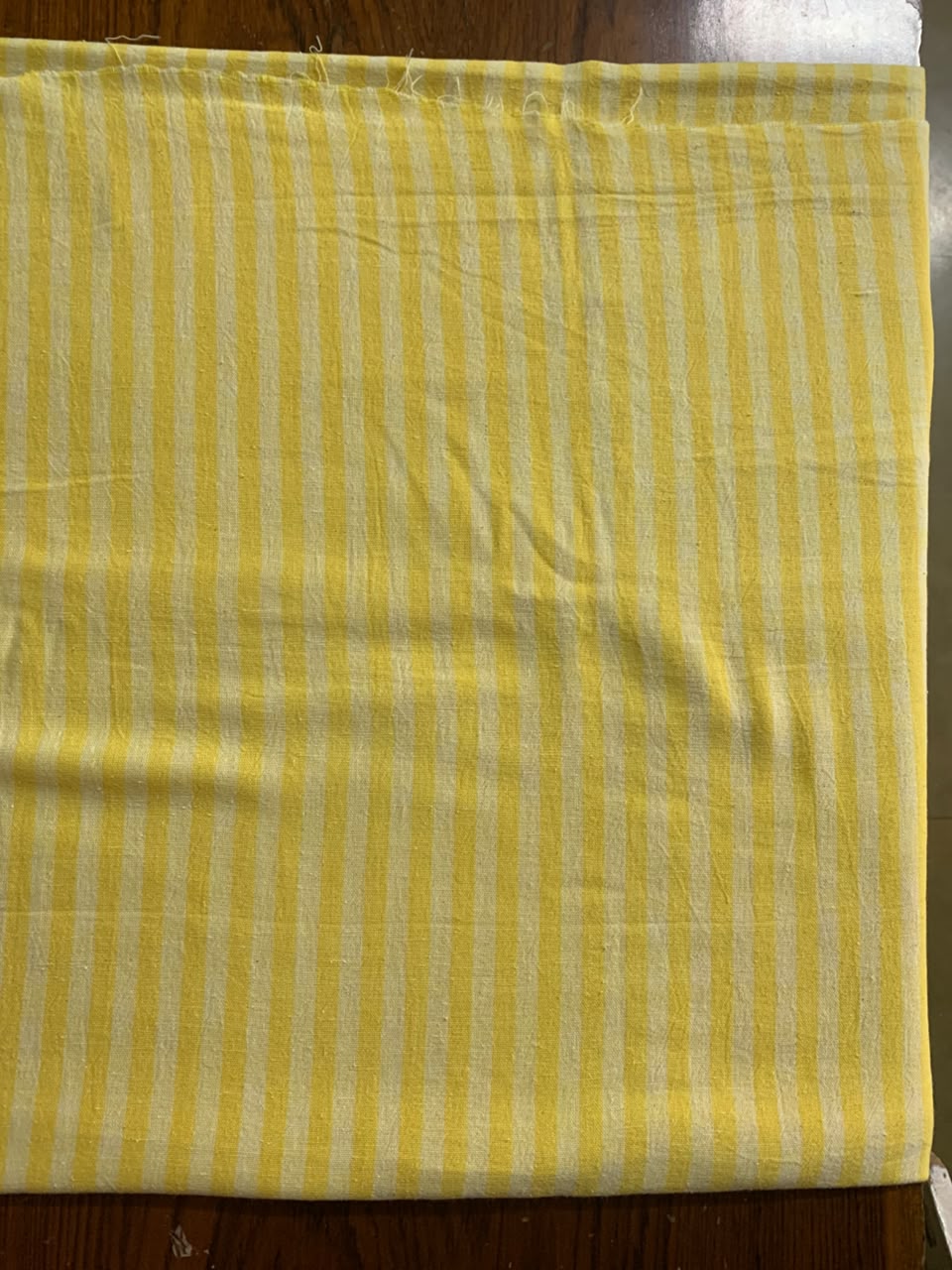 Yellow And Off White Handloom Kala Cotton Fabric