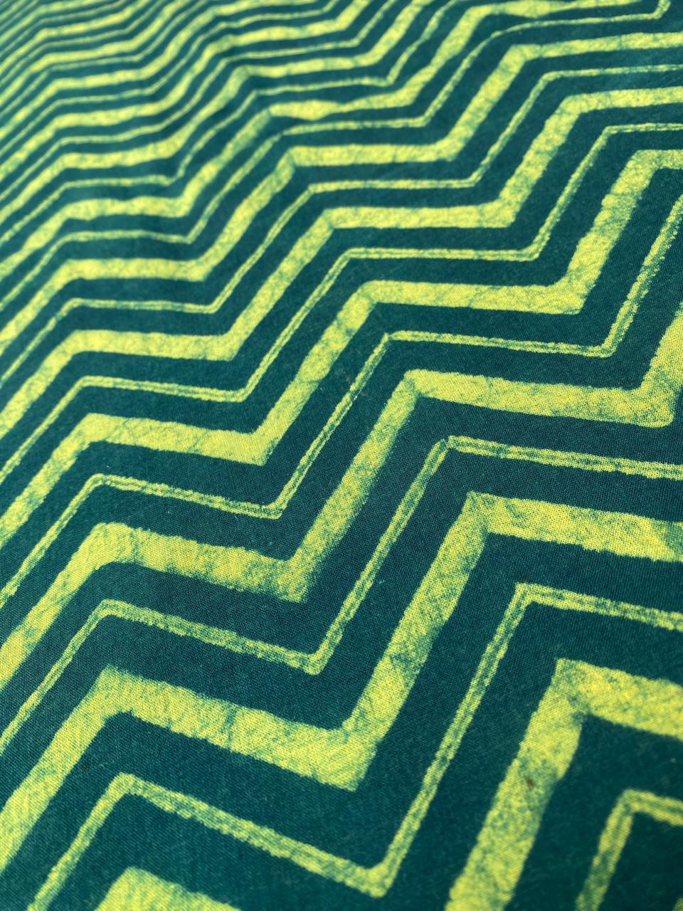 Green Akola Cotton Block Printed Fabric