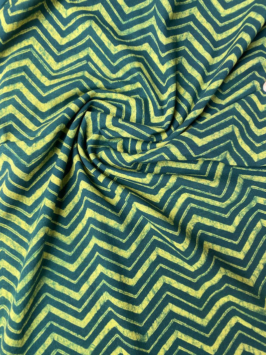 Green Akola Cotton Block Printed Fabric
