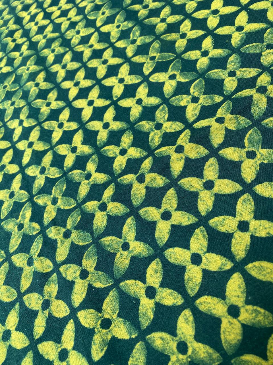 Green Akola HandBlock Printed Cotton Fabric