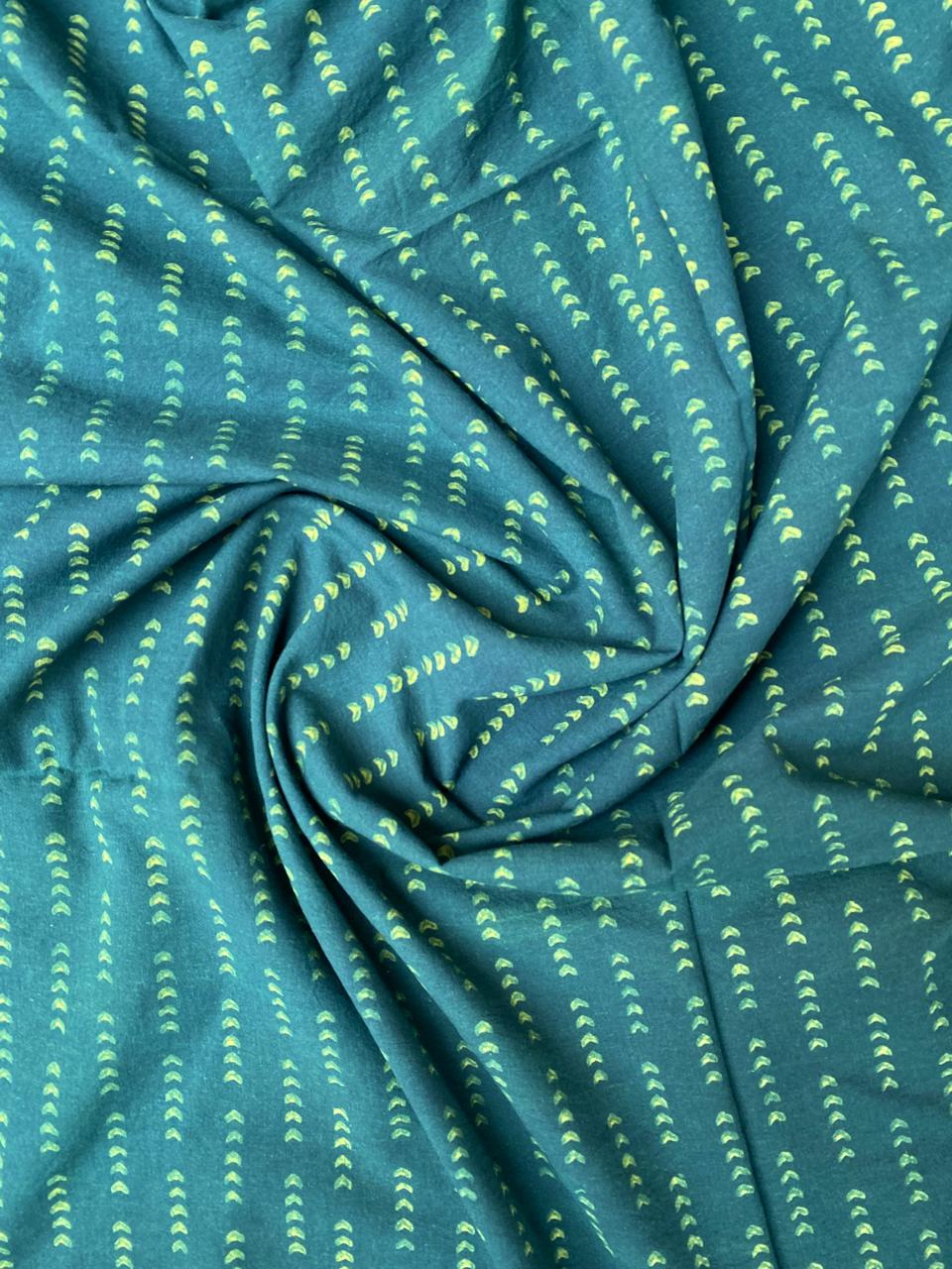 Green Akola HandBlock Printed Cotton Fabric
