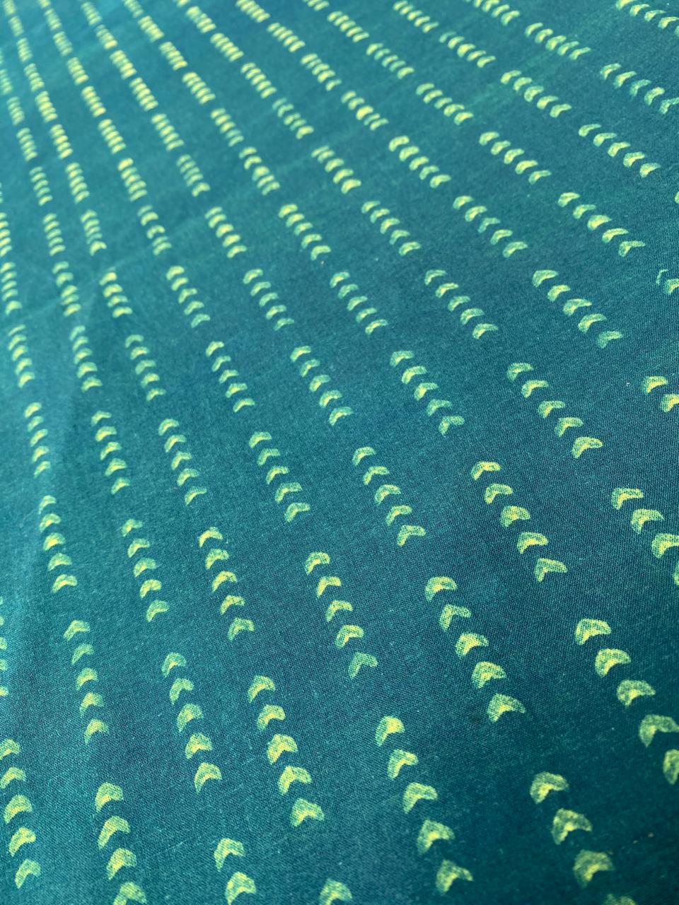 Green Akola HandBlock Printed Cotton Fabric